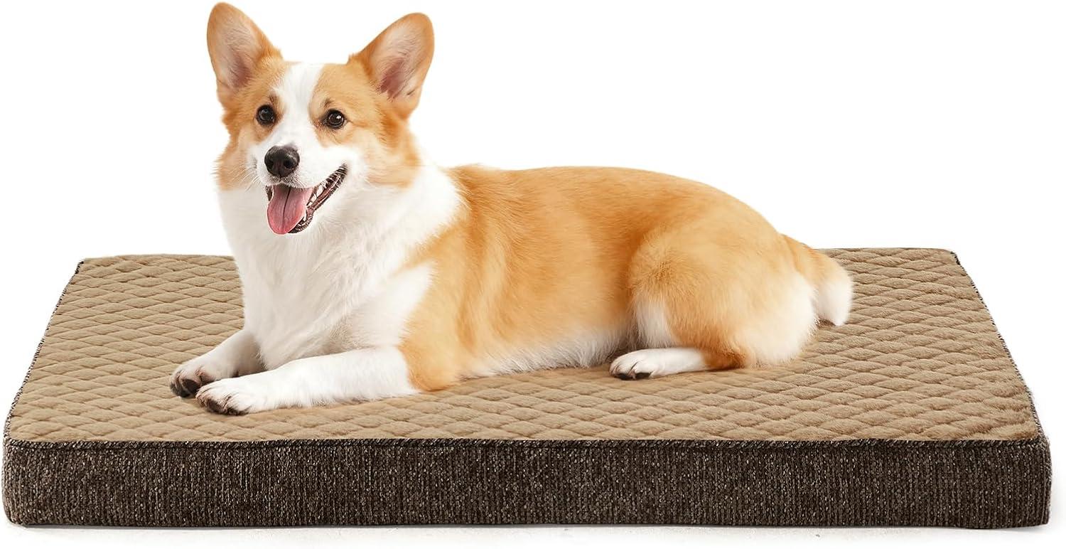 imageJOEJOY Orthopedic Dog Bed for Extra Large Dogs Washable Dog Crate Bed Large Sized with Removable Cover Egg Memory Foam Big Pet Beds Brown 47quotx29quotBrown