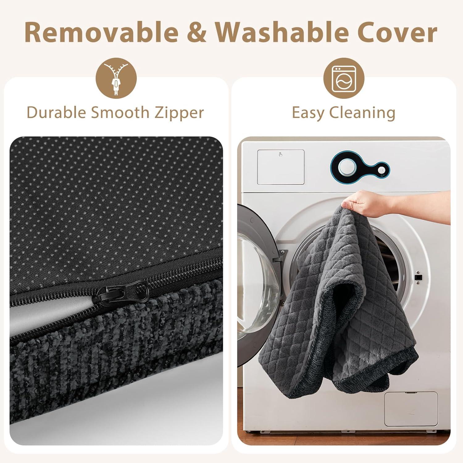 imageJOEJOY Orthopedic Dog Bed for Extra Large Dogs Washable Dog Crate Bed Large Sized with Removable Cover Egg Memory Foam Big Pet Beds Brown 47quotx29quotGrey