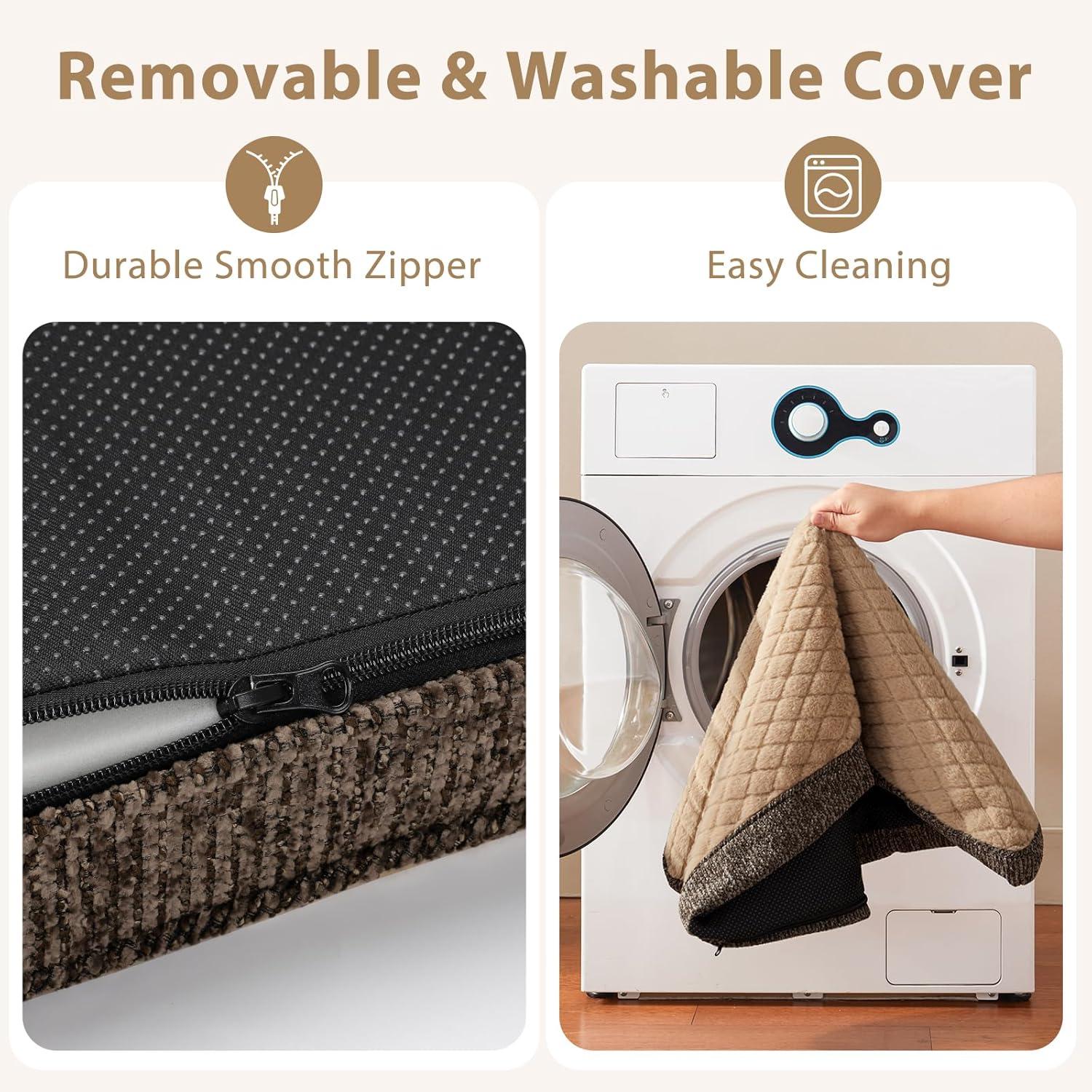 imageJOEJOY Orthopedic Dog Bed for Extra Large Dogs Washable Dog Crate Bed Large Sized with Removable Cover Egg Memory Foam Big Pet Beds Brown 47quotx29quotBrown