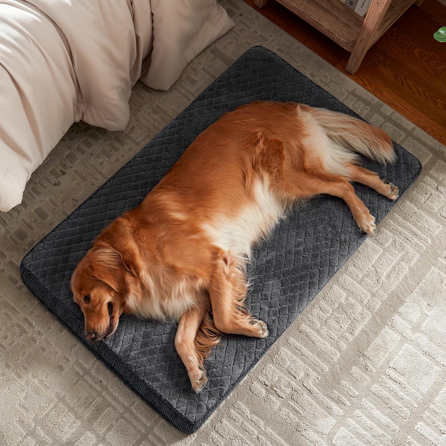 imageJOEJOY Orthopedic Dog Bed for Extra Large Dogs Washable Dog Crate Bed Large Sized with Removable Cover Egg Memory Foam Big Pet Beds Brown 47quotx29quotGrey