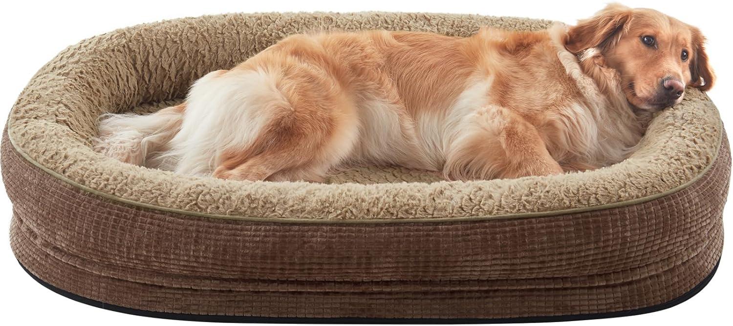 imageJOEJOY Orthopedic Dog Beds Large Sized Dog XL EggCrate Memory Foam Pet Couch Bed with Bolster Sides Waterproof Lining Removable Washable Cover ampamp NonSlip Bottom GreyBrown