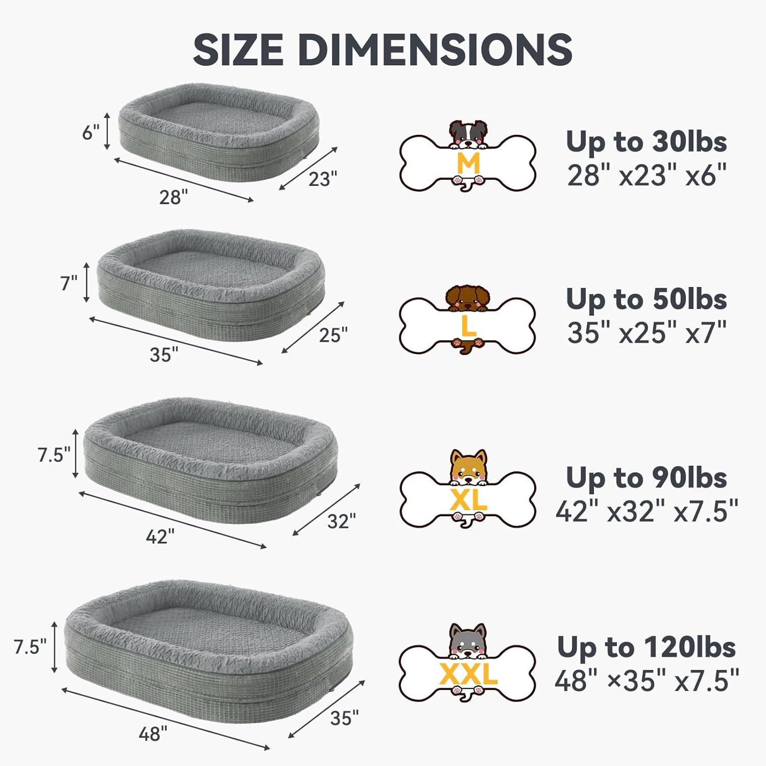 imageJOEJOY Orthopedic Dog Beds Large Sized Dog XL EggCrate Memory Foam Pet Couch Bed with Bolster Sides Waterproof Lining Removable Washable Cover ampamp NonSlip Bottom GreyLight Grey