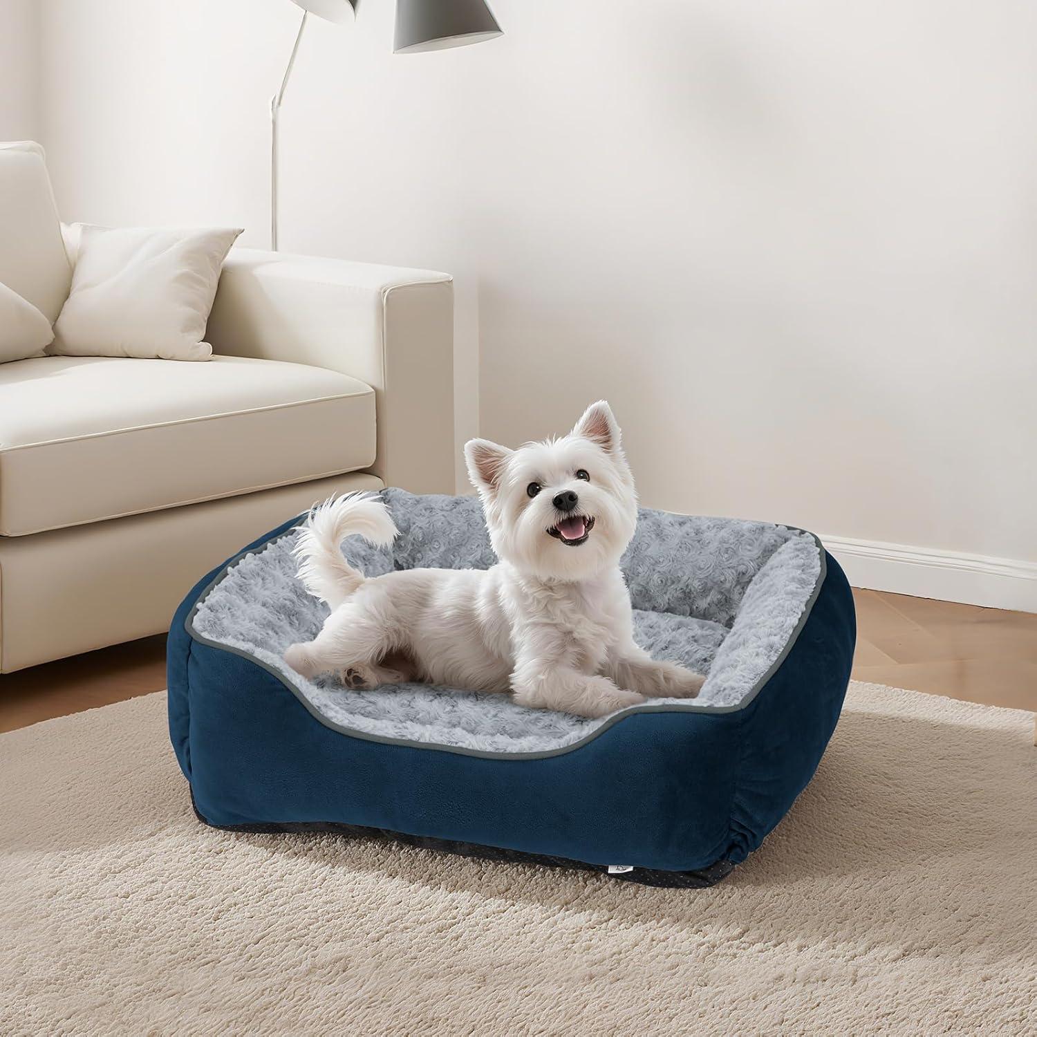 imageJOEJOY Rectangle Dog Bed for Large Medium Small Dogs Washable Orthopedic Sofa Bed Soft Breathable Puppy ampamp Pet Cuddler Durable Calming Dog Bed with AntiSlip Bottom Multiple Sizes Dark GreyNavy Blue