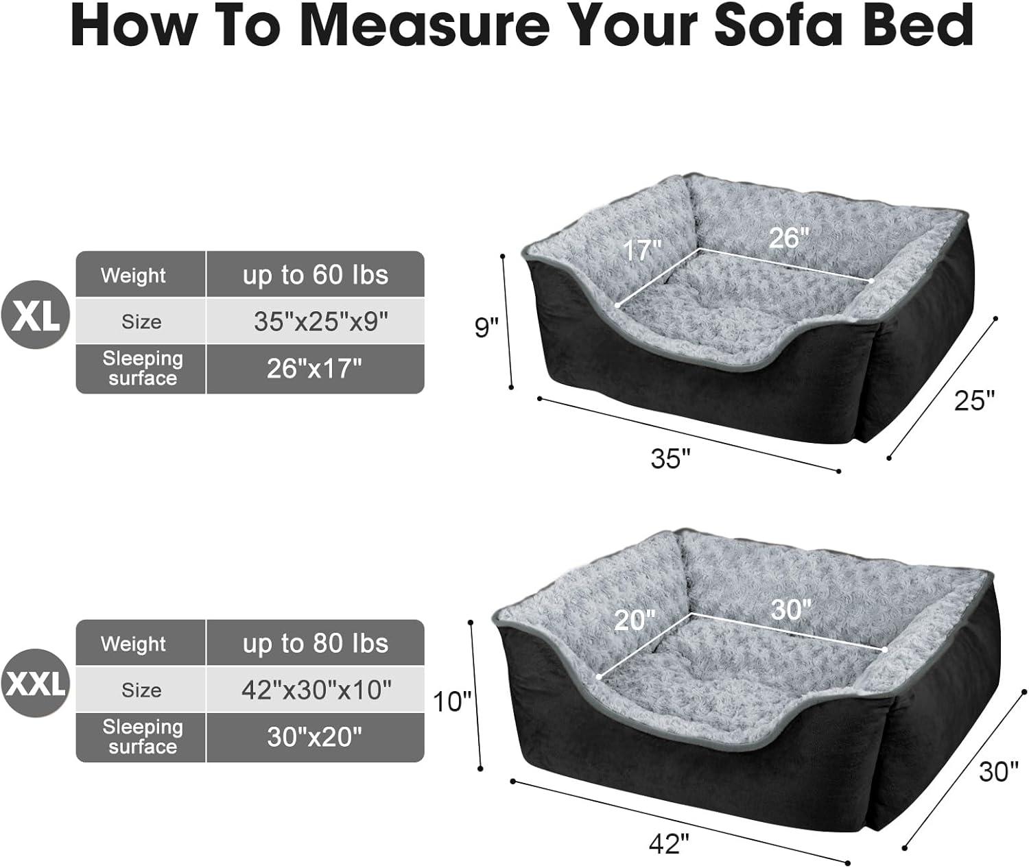 imageJOEJOY Rectangle Dog Bed for Large Medium Small Dogs Washable Orthopedic Sofa Bed Soft Breathable Puppy ampamp Pet Cuddler Durable Calming Dog Bed with AntiSlip Bottom Multiple Sizes Dark GreyBlack