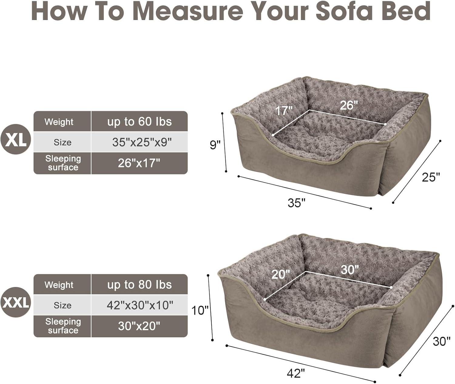 imageJOEJOY Rectangle Dog Bed for Large Medium Small Dogs Washable Orthopedic Sofa Bed Soft Breathable Puppy ampamp Pet Cuddler Durable Calming Dog Bed with AntiSlip Bottom Multiple Sizes Dark GreyDark Brown
