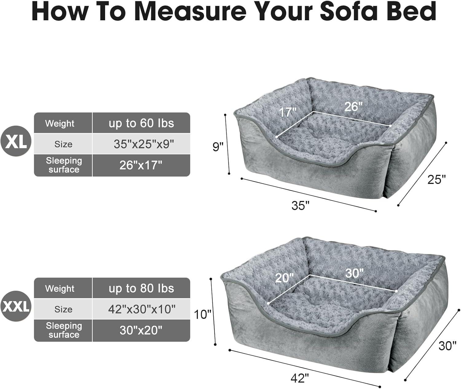 imageJOEJOY Rectangle Dog Bed for Large Medium Small Dogs Washable Orthopedic Sofa Bed Soft Breathable Puppy ampamp Pet Cuddler Durable Calming Dog Bed with AntiSlip Bottom Multiple Sizes Dark GreyGrey
