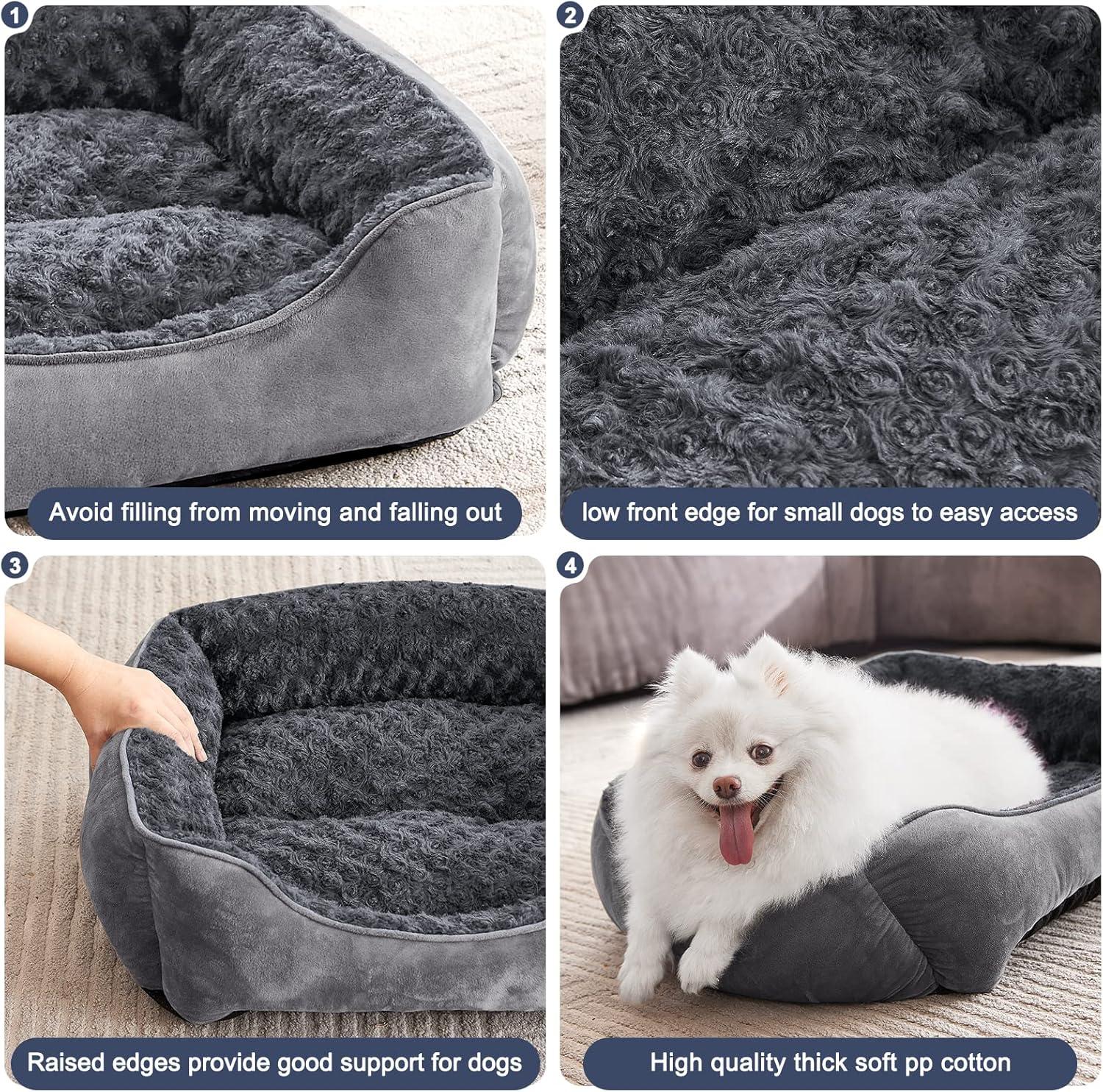imageJOEJOY Rectangle Dog Bed for Large Medium Small Dogs Washable Orthopedic Sofa Bed Soft Breathable Puppy ampamp Pet Cuddler Durable Calming Dog Bed with AntiSlip Bottom Multiple Sizes Dark GreyDark Grey