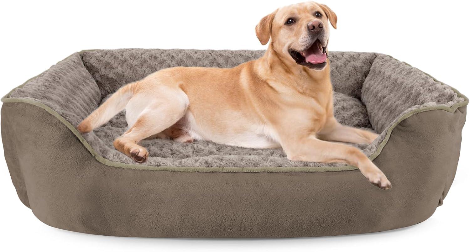 imageJOEJOY Rectangle Dog Bed for Large Medium Small Dogs Washable Orthopedic Sofa Bed Soft Breathable Puppy ampamp Pet Cuddler Durable Calming Dog Bed with AntiSlip Bottom Multiple Sizes Dark GreyDark Brown