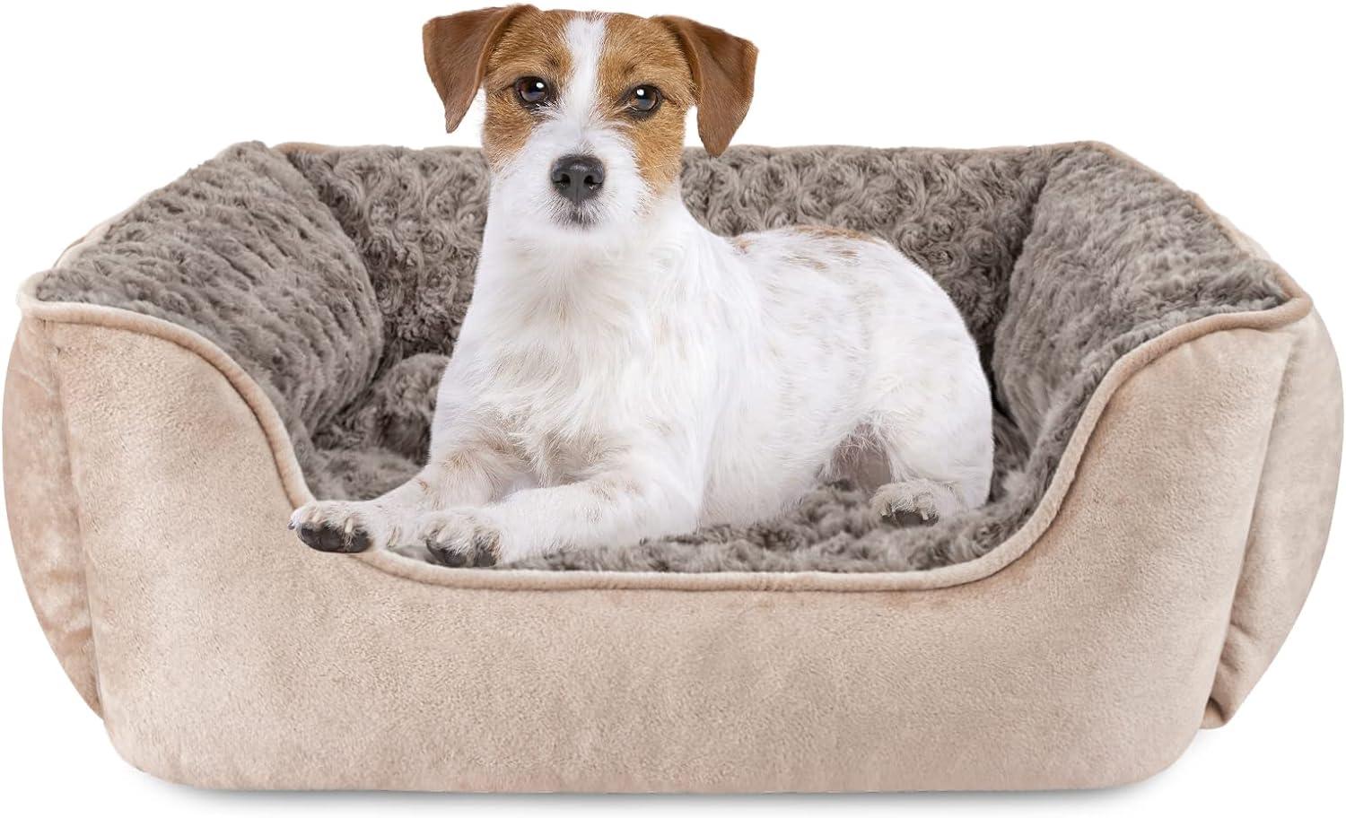 imageJOEJOY Rectangle Dog Bed for Large Medium Small Dogs Washable Orthopedic Sofa Bed Soft Breathable Puppy ampamp Pet Cuddler Durable Calming Dog Bed with AntiSlip Bottom Multiple Sizes Dark GreyBeige