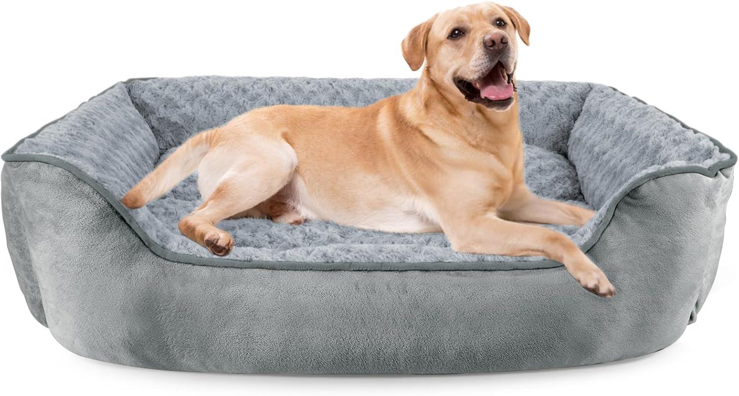 imageJOEJOY Rectangle Dog Bed for Large Medium Small Dogs Washable Orthopedic Sofa Bed Soft Breathable Puppy ampamp Pet Cuddler Durable Calming Dog Bed with AntiSlip Bottom Multiple Sizes Dark GreyGrey