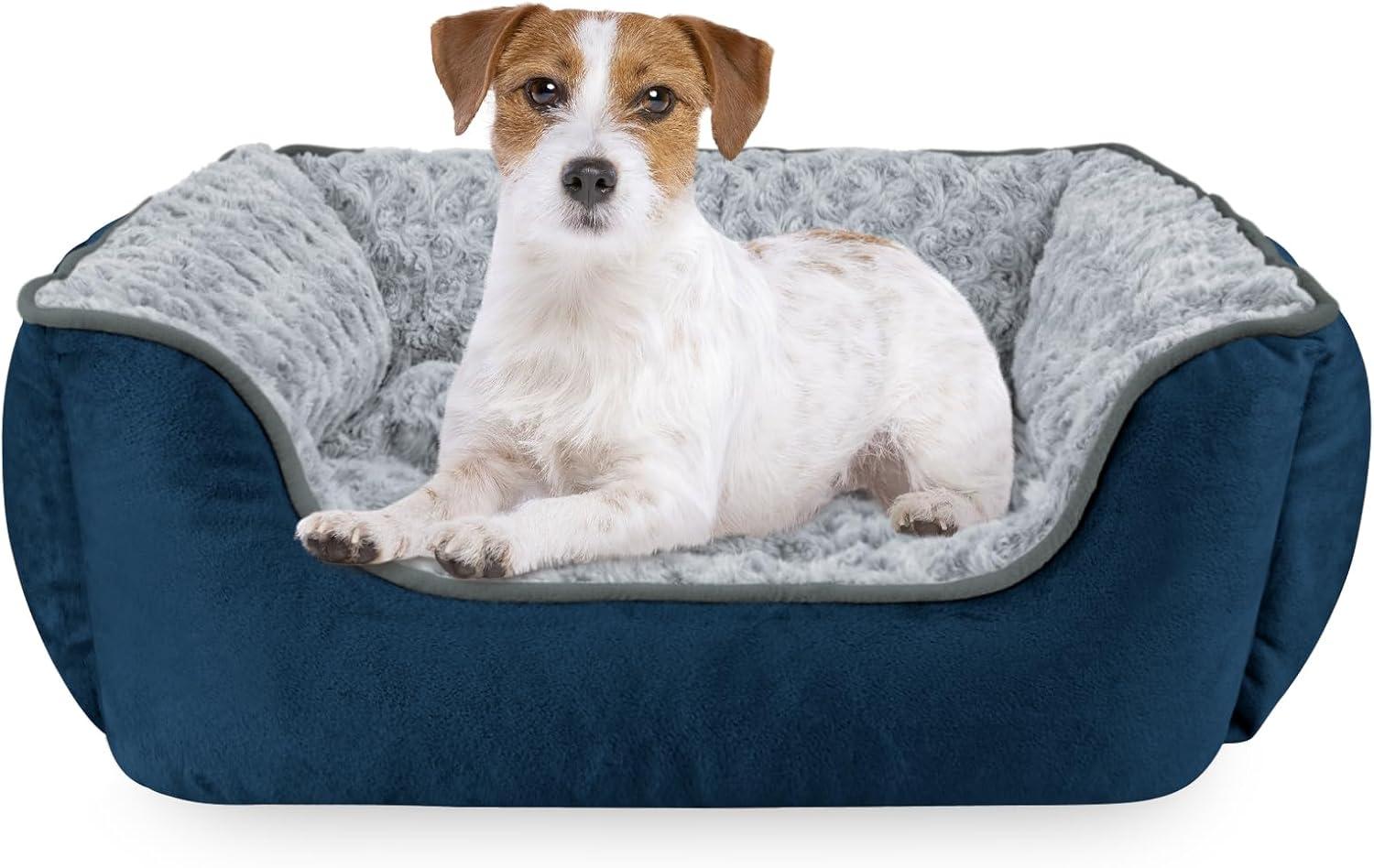 imageJOEJOY Rectangle Dog Bed for Large Medium Small Dogs Washable Orthopedic Sofa Bed Soft Breathable Puppy ampamp Pet Cuddler Durable Calming Dog Bed with AntiSlip Bottom Multiple Sizes Dark GreyNavy Blue