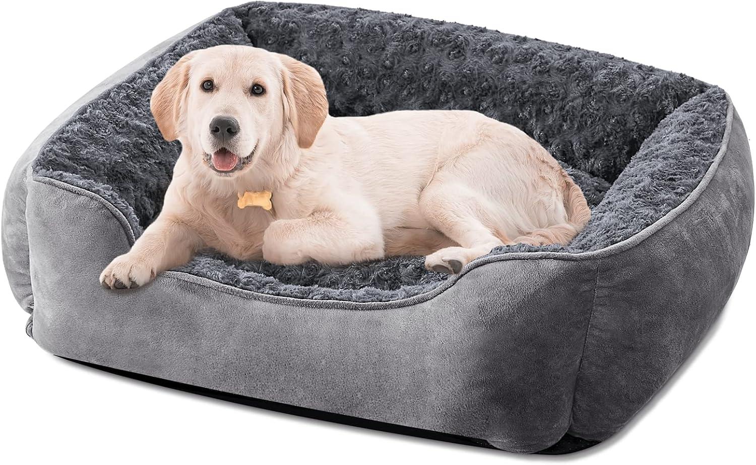 imageJOEJOY Rectangle Dog Bed for Large Medium Small Dogs Washable Orthopedic Sofa Bed Soft Breathable Puppy ampamp Pet Cuddler Durable Calming Dog Bed with AntiSlip Bottom Multiple Sizes Dark GreyDark Grey