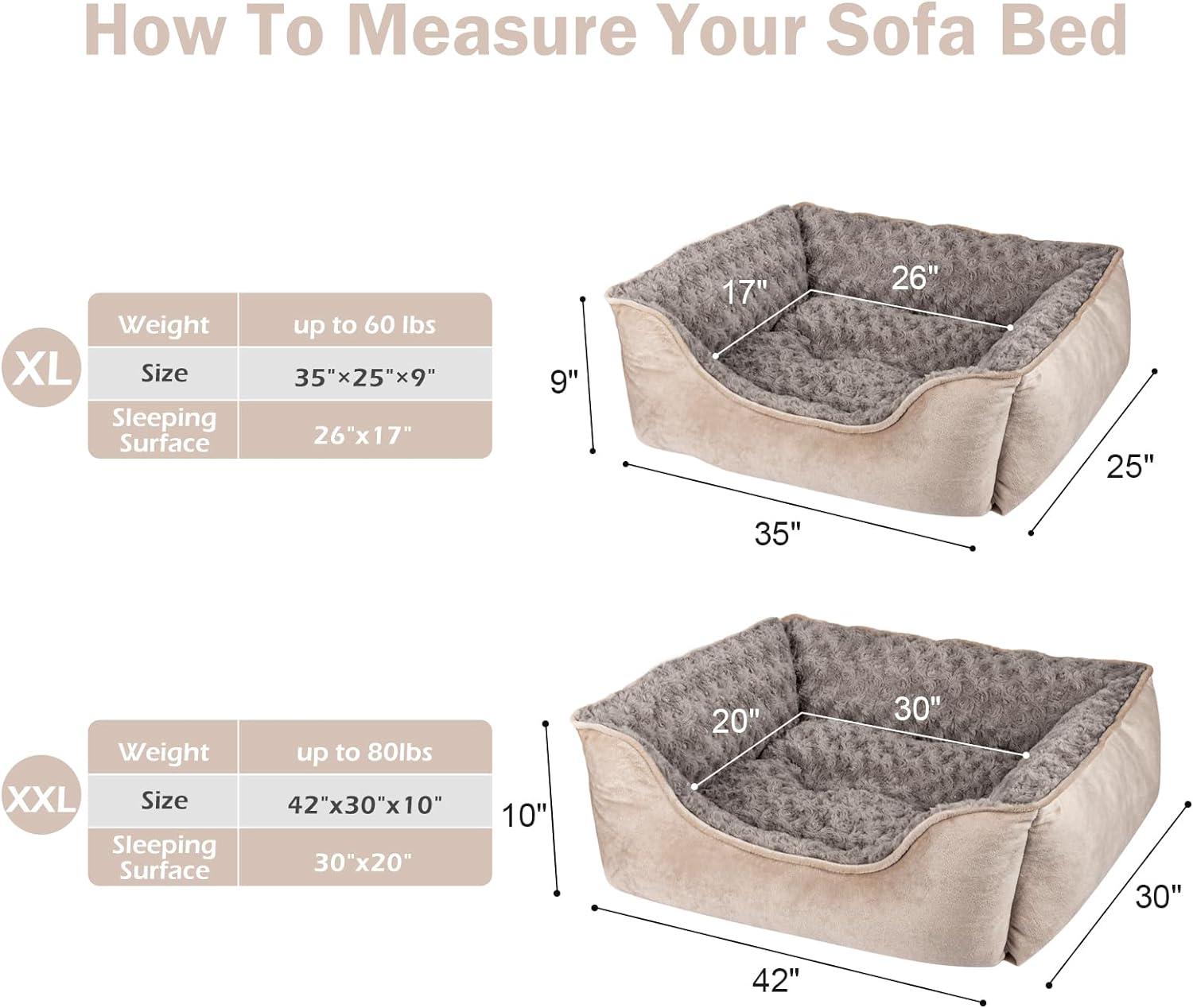 imageJOEJOY Rectangle Dog Bed for Large Medium Small Dogs Washable Orthopedic Sofa Bed Soft Breathable Puppy ampamp Pet Cuddler Durable Calming Dog Bed with AntiSlip Bottom Multiple Sizes Dark GreyBeige