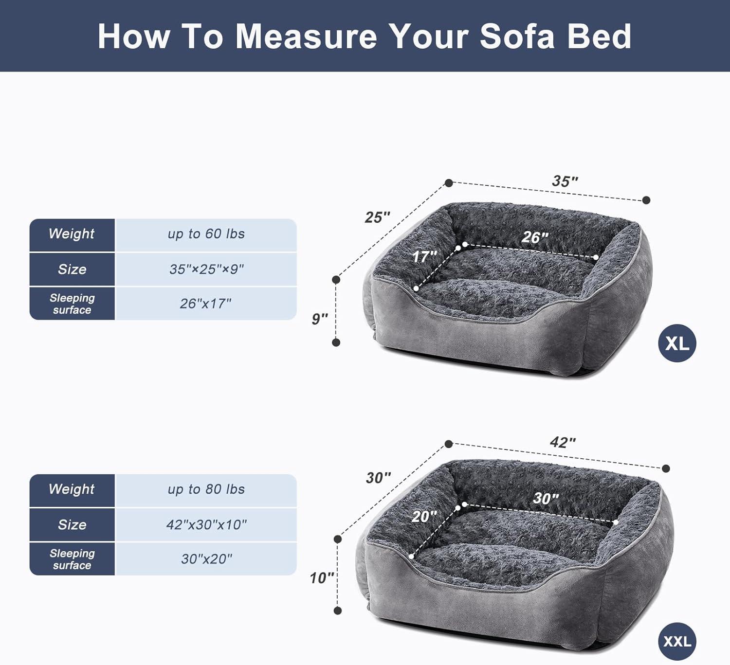 imageJOEJOY Rectangle Dog Bed for Large Medium Small Dogs Washable Orthopedic Sofa Bed Soft Breathable Puppy ampamp Pet Cuddler Durable Calming Dog Bed with AntiSlip Bottom Multiple Sizes Dark GreyDark Grey