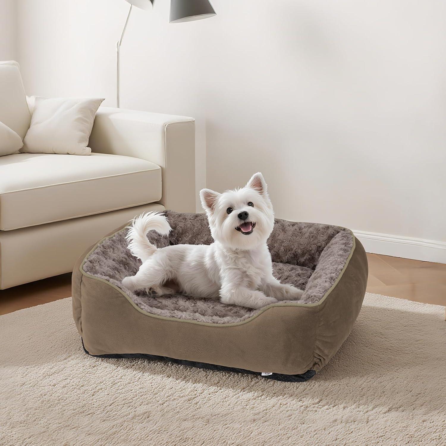 imageJOEJOY Rectangle Dog Bed for Large Medium Small Dogs Washable Orthopedic Sofa Bed Soft Breathable Puppy ampamp Pet Cuddler Durable Calming Dog Bed with AntiSlip Bottom Multiple Sizes Dark GreyDark Brown