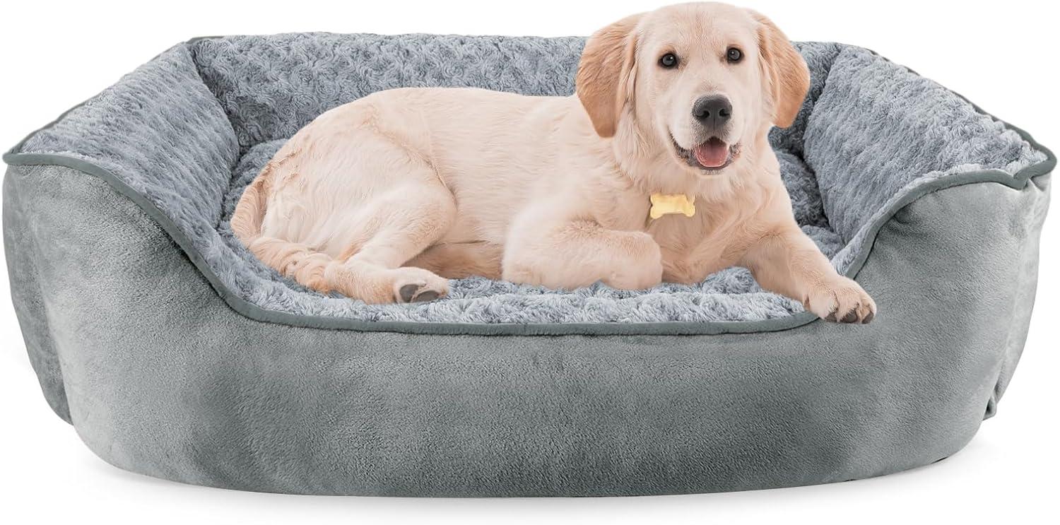 imageJOEJOY Rectangle Dog Bed for Large Medium Small Dogs Washable Orthopedic Sofa Bed Soft Breathable Puppy ampamp Pet Cuddler Durable Calming Dog Bed with AntiSlip Bottom Multiple Sizes Dark GreyGrey