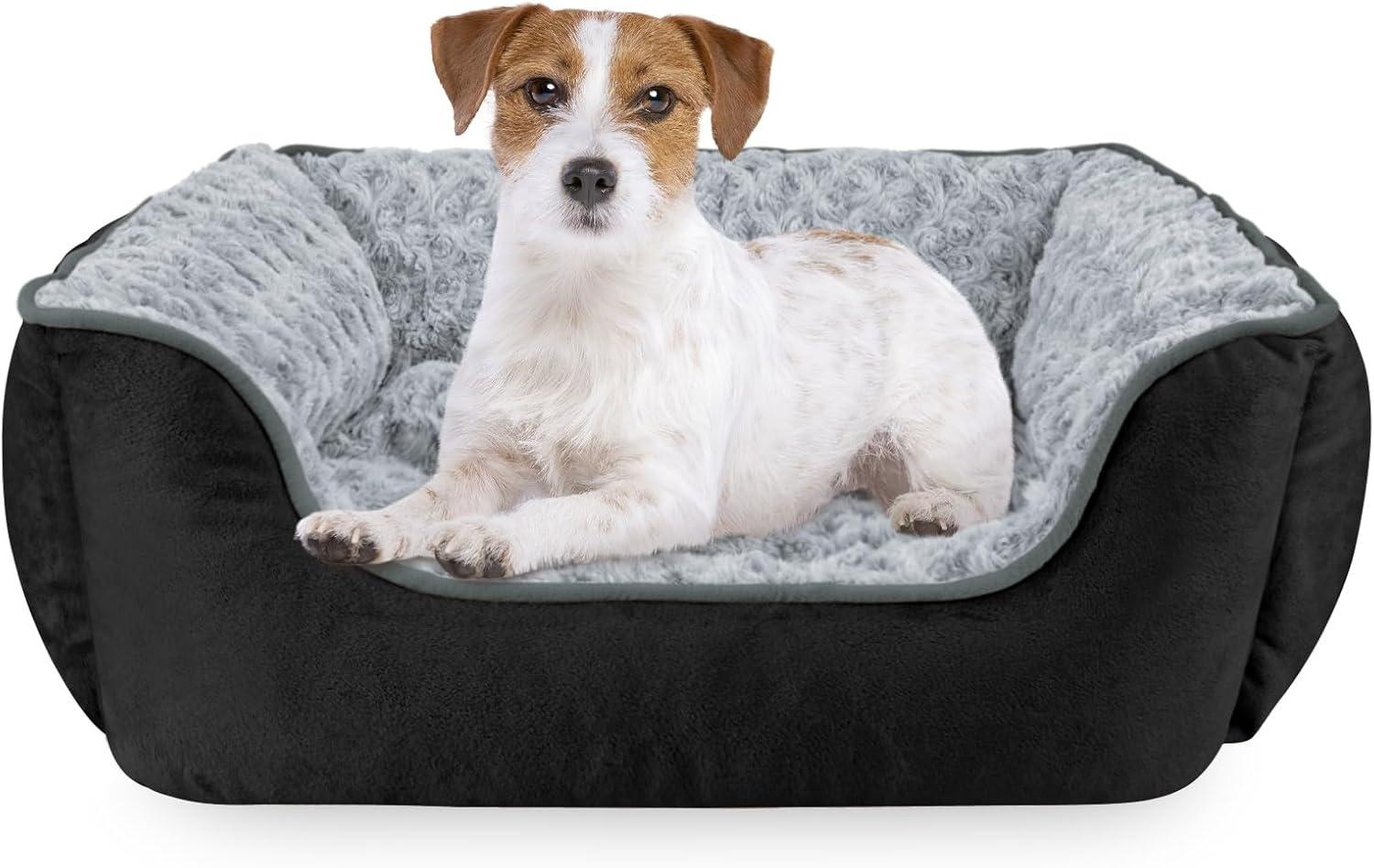 imageJOEJOY Rectangle Dog Bed for Large Medium Small Dogs Washable Orthopedic Sofa Bed Soft Breathable Puppy ampamp Pet Cuddler Durable Calming Dog Bed with AntiSlip Bottom Multiple Sizes Dark GreyBlack