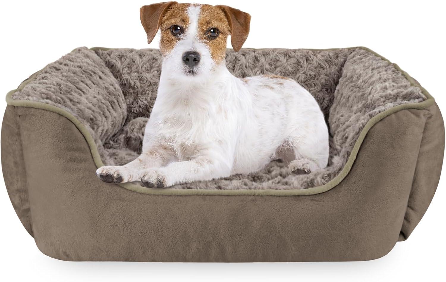 imageJOEJOY Rectangle Dog Bed for Large Medium Small Dogs Washable Orthopedic Sofa Bed Soft Breathable Puppy ampamp Pet Cuddler Durable Calming Dog Bed with AntiSlip Bottom Multiple Sizes Dark GreyDark Brown