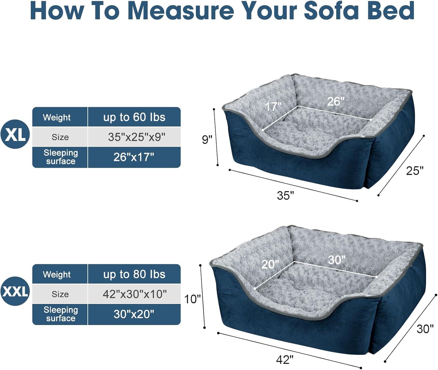 imageJOEJOY Rectangle Dog Bed for Large Medium Small Dogs Washable Orthopedic Sofa Bed Soft Breathable Puppy ampamp Pet Cuddler Durable Calming Dog Bed with AntiSlip Bottom Multiple Sizes Dark GreyNavy Blue