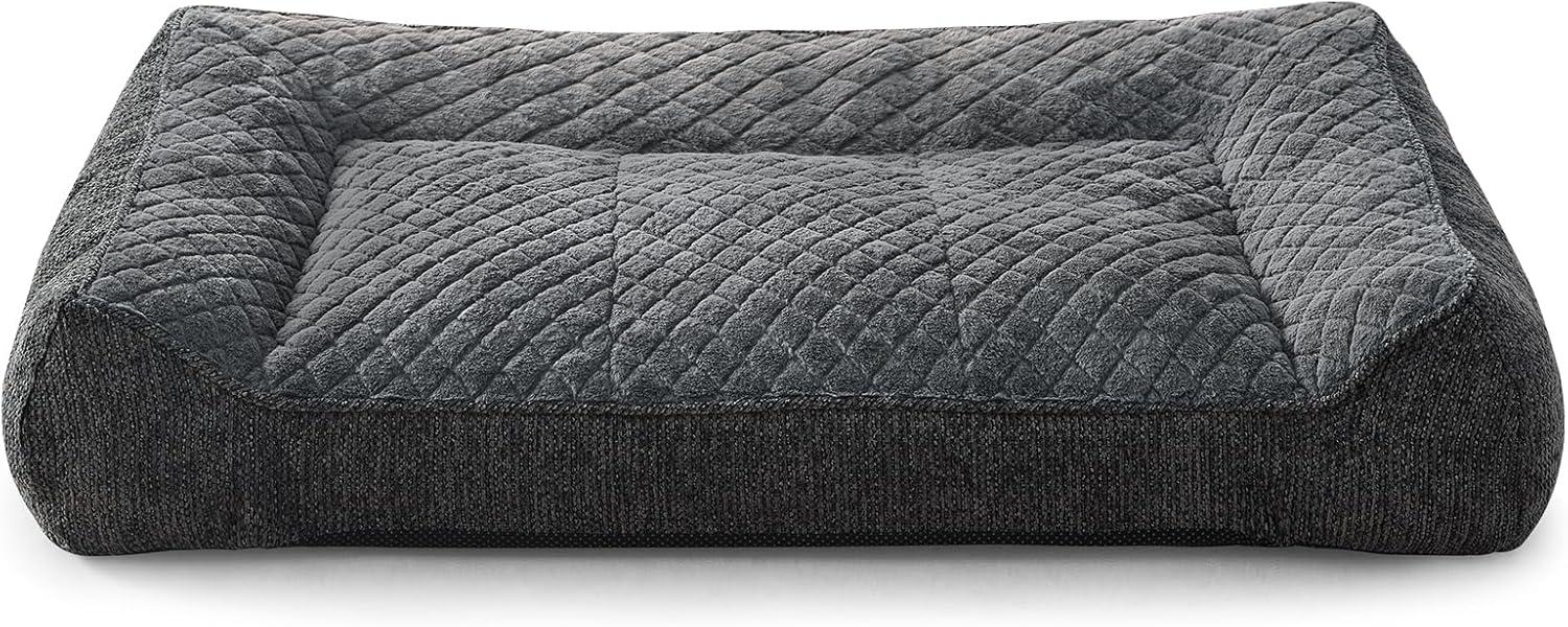 imageJOEJOY XL Orthopedic Dog Beds Large Sized Dog Extra Thick Supportive Big Dogs Couch Bed with Sides and Waterproof Lining Ultra Soft Pet Bed Sofa for Large Dogs Brown 42x30Grey