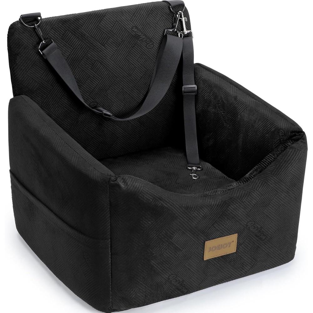 imageJOEJOY Dog Car Seats for Small Medium Dogs Under 30lbs Dog Booster Seat with Detachable Washable Cover and Cushion Memory Foam Pet Car Seat with Safety Belt and Storage Pockets BlackBlack