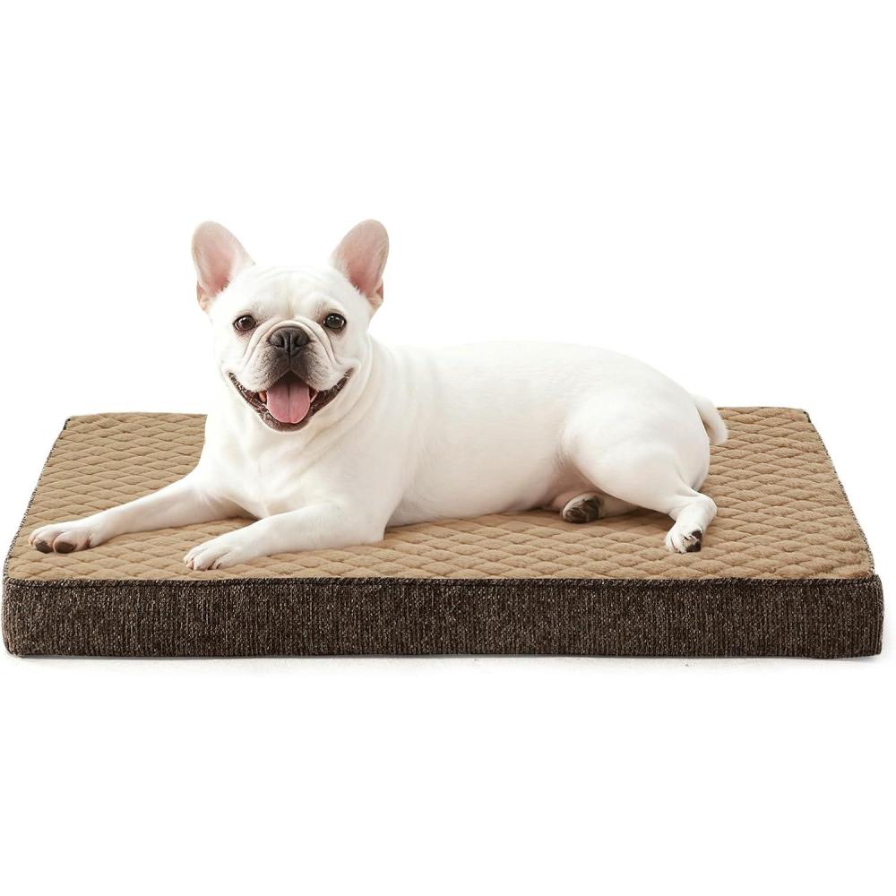 imageJOEJOY Orthopedic Dog Bed for Extra Large Dogs Washable Dog Crate Bed Large Sized with Removable Cover Egg Memory Foam Big Pet Beds Brown 47quotx29quotBrown