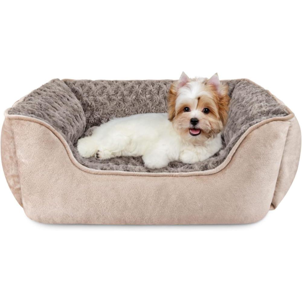 imageJOEJOY Rectangle Dog Bed for Large Medium Small Dogs Washable Orthopedic Sofa Bed Soft Breathable Puppy ampamp Pet Cuddler Durable Calming Dog Bed with AntiSlip Bottom Multiple Sizes Dark GreyBeige