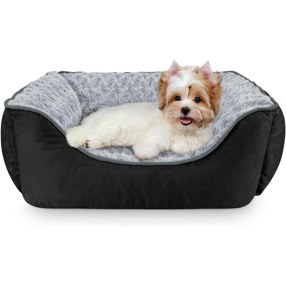 imageJOEJOY Rectangle Dog Bed for Large Medium Small Dogs Washable Orthopedic Sofa Bed Soft Breathable Puppy ampamp Pet Cuddler Durable Calming Dog Bed with AntiSlip Bottom Multiple Sizes Dark GreyBlack