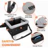 JOEJOY Deluxe Dog Booster Seat with Sturdy Metal Frame and Safety Leash for Small Pets up to 20 lbs – Portable Puppy Dog Car Seat with Thick Cushion and Storage Pockets for Small Dogs(Black)