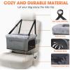 JOEJOY Deluxe Dog Booster Seat with Sturdy Metal Frame and Safety Leash for Small Pets up to 20 lbs – Portable Puppy Dog Car Seat with Thick Cushion and Storage Pockets for Small Dogs(Grey)