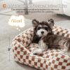 JOEJOY Dog Beds for Small Dogs -Cute Cat Beds for Indoor Cats Calming Pet Beds, Rectangle Orthopedic Cuddle Puppy Bed with Jacquard Shaggy Plush & Anti Slip Bottom, 20x19x6inches, Grey(Brown)