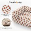 JOEJOY Dog Beds for Small Dogs -Cute Cat Beds for Indoor Cats Calming Pet Beds, Rectangle Orthopedic Cuddle Puppy Bed with Jacquard Shaggy Plush & Anti Slip Bottom, 20x19x6inches, Grey(Brown)