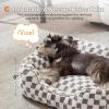 JOEJOY Dog Beds for Small Dogs -Cute Cat Beds for Indoor Cats Calming Pet Beds, Rectangle Orthopedic Cuddle Puppy Bed with Jacquard Shaggy Plush & Anti Slip Bottom, 20x19x6inches, Grey(Coffee)