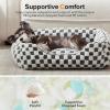 JOEJOY Dog Beds for Small Dogs -Cute Cat Beds for Indoor Cats Calming Pet Beds, Rectangle Orthopedic Cuddle Puppy Bed with Jacquard Shaggy Plush & Anti Slip Bottom, 20x19x6inches, Grey(Grey)