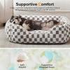 JOEJOY Dog Beds for Small Dogs -Cute Cat Beds for Indoor Cats Calming Pet Beds, Rectangle Orthopedic Cuddle Puppy Bed with Jacquard Shaggy Plush & Anti Slip Bottom, 20x19x6inches, Grey(Coffee)