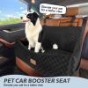 JOEJOY Dog Car Seat for Medium/Large Dogs – Reversible Dual-Sided Travel Dog Car Bed with Memory Foam, Washable Pet Booster Seat for Dogs up to 55 lbs or 2 Small Dogs, 2 Safety Leashes, Black(Black)