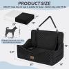 JOEJOY Dog Car Seat for Medium/Large Dogs – Reversible Dual-Sided Travel Dog Car Bed with Memory Foam, Washable Pet Booster Seat for Dogs up to 55 lbs or 2 Small Dogs, 2 Safety Leashes, Black(Black)