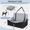 JOEJOY Dog Car Seat for Medium/Large Dogs – Reversible Dual-Sided Travel Dog Car Bed with Memory Foam, Washable Pet Booster Seat for Dogs up to 55 lbs or 2 Small Dogs, 2 Safety Leashes, Black(Grey)
