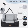 JOEJOY Dog Car Seat for Medium/Large Dogs – Reversible Dual-Sided Travel Dog Car Bed with Memory Foam, Washable Pet Booster Seat for Dogs up to 55 lbs or 2 Small Dogs, 2 Safety Leashes, Black(Grey)