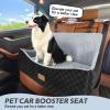 JOEJOY Dog Car Seat for Medium/Large Dogs – Reversible Dual-Sided Travel Dog Car Bed with Memory Foam, Washable Pet Booster Seat for Dogs up to 55 lbs or 2 Small Dogs, 2 Safety Leashes, Black(Grey)