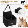 JOEJOY Dog Car Seats for Small Medium Dogs Under 30lbs, Dog Booster Seat with Detachable Washable Cover and Cushion, Memory Foam Pet Car Seat with Safety Belt and Storage Pockets (Black)(Black)