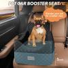 JOEJOY Elevated Dog Car Seat for Small/Medium Dogs up to 35 lbs, Memory Foam Booster Seat with Detachable Washable Cover, Travel-Safe Car Bed with Safety Belts & Storage Pockets, Grey(Black)