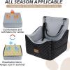 JOEJOY Elevated Dog Car Seat for Small/Medium Dogs up to 35 lbs, Memory Foam Booster Seat with Detachable Washable Cover, Travel-Safe Car Bed with Safety Belts & Storage Pockets, Grey(Grey)