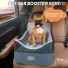 JOEJOY Elevated Dog Car Seat for Small/Medium Dogs up to 35 lbs, Memory Foam Booster Seat with Detachable Washable Cover, Travel-Safe Car Bed with Safety Belts & Storage Pockets, Grey(Grey)