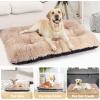 JOEJOY Large Dog Bed Crate Pad, Deluxe Plush Washable Dog Beds Fulffy Soft Kennel Pad Anti-Slip Pet Sleeping Mat for Large Medium Small Dogs, 35″ x 21″, Grey(Beige)