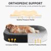 JOEJOY Orthopedic Dog Beds Large Sized Dog, XL Egg-Crate Memory Foam Pet Couch Bed with Bolster Sides, Waterproof Lining, Removable Washable Cover & Non-Slip Bottom, Grey(Black)