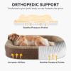 JOEJOY Orthopedic Dog Beds Large Sized Dog, XL Egg-Crate Memory Foam Pet Couch Bed with Bolster Sides, Waterproof Lining, Removable Washable Cover & Non-Slip Bottom, Grey(Brown)