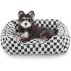 JOEJOY Dog Beds for Small Dogs -Cute Cat Beds for Indoor Cats Calming Pet Beds, Rectangle Orthopedic Cuddle Puppy Bed with Jacquard Shaggy Plush & Anti Slip Bottom, 20x19x6inches, Grey(Grey)