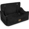 JOEJOY Dog Car Seat for Medium/Large Dogs – Reversible Dual-Sided Travel Dog Car Bed with Memory Foam, Washable Pet Booster Seat for Dogs up to 55 lbs or 2 Small Dogs, 2 Safety Leashes, Black(Black)