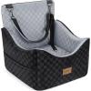 JOEJOY Elevated Dog Car Seat for Small/Medium Dogs up to 35 lbs, Memory Foam Booster Seat with Detachable Washable Cover, Travel-Safe Car Bed with Safety Belts & Storage Pockets, Grey(Grey)
